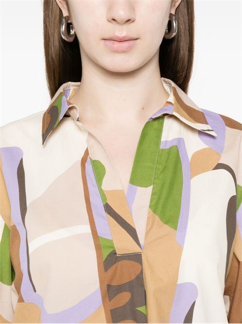 Camicia donna Emme Marella fantasia sabbia in popeline EMME Marella | PONTILE001
